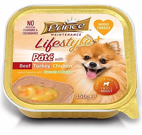 Prince Pate With Beef, Turkey and Chicken - Sauce topping with Carrots & Pasta 150g