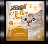 Princess Kitchen's Best Adult Cat x2 Chicken & Liver, x2 Chicken & Turkey - 4pkt x 100g