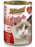 7 cans Princess Adult Cat, Beef Chunks 405g