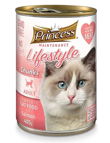 7 cans Princess Adult Cat, Salmon Chunks 405g
